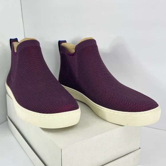 ROTHY’S THE CHELSEA BERRY LATTICE KNIT HIGH TOP SNEAKERS ANKLE BOOTS/SHOES, 12.5 - Picture 4 of 16